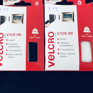 20 Pcs VELCRO® Brand Self Adhesive HOOK and LOOP Sticky Strips 10 Hook and  10 Loop 160mm X 20mm Strips Black or White 