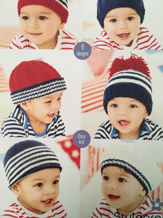 Knitting Pattern For Babies And Childrens Hats 6 Design On One Pattern From Birth To Age 7 Years Easy Dk Knitting Pattern