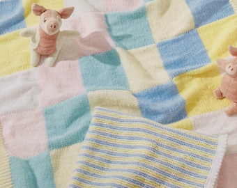 Baby Blanket Knitting Pattern. 4 Designs, 4 Sizes.