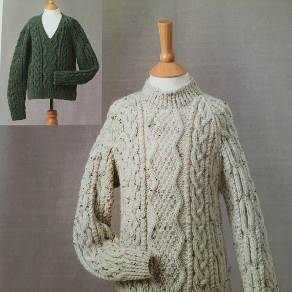 Childs Knitting Pattern for Aran Sweater. Size 24”- 30