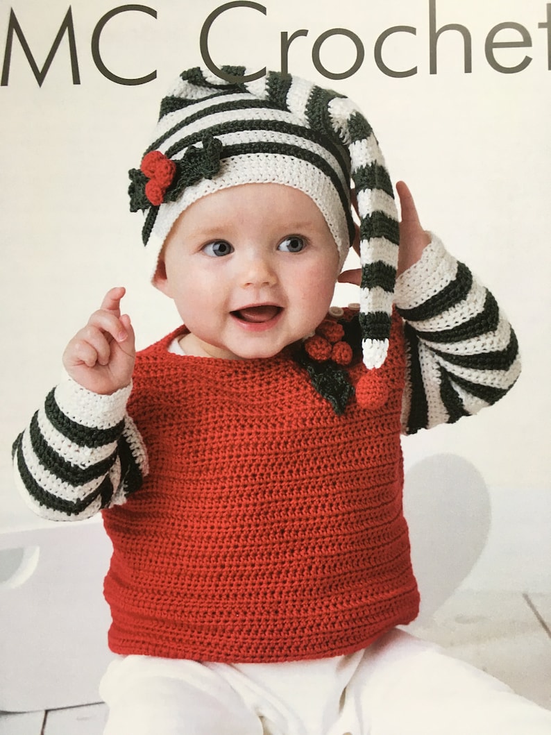 Baby Crochet Pattern for Jumper & Hat . Sizes 3 Mths 18 Mth. Crochet