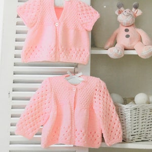 Baby Knitting Pattern for Cardigan. Size 12  - 20” chest. Prem to toddler. DK pattern. Baby shower gift.