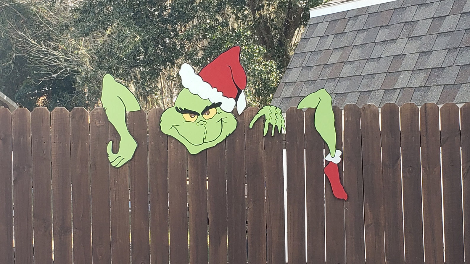 Christmas Yard Art Fence Peeker Etsy