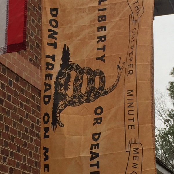 Patrick Henry’s Flag 3' x 5' stained with red clay from historical Scotchtown Road traveled by Patrick Henry and militia in 1775