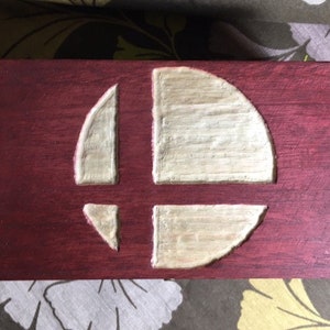 Super Crossover Fighting Game Inspired Hand Carved Keepsake Wood Box with Hinge and Closure - Video Game Logo Wooden Box