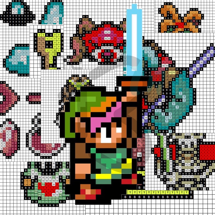 Pixel Art: Making Link 32x32 sprites (Hama palette) 