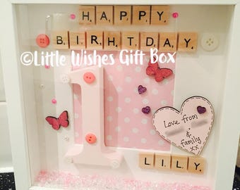 1st Birthday Personalised Box Frame Photo Frame Happy Etsy