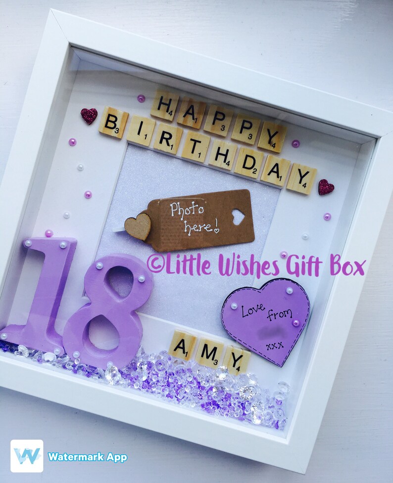 18th Birthday Personalised Box Frame Photo Happy Image 0