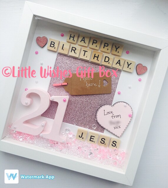 21st Birthday Personalised Box Frame Photo Happy Image 0