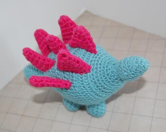free-form Amigurumi Stegosaurus sea foam blue
