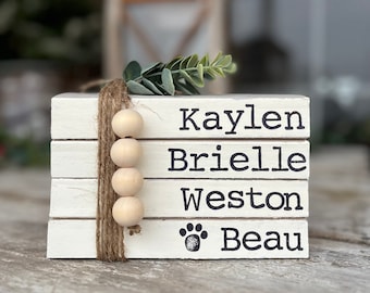 Books with names, stamped books, decorative books, shelf decor, decorative book set, personalized books, wedding gift, customized book