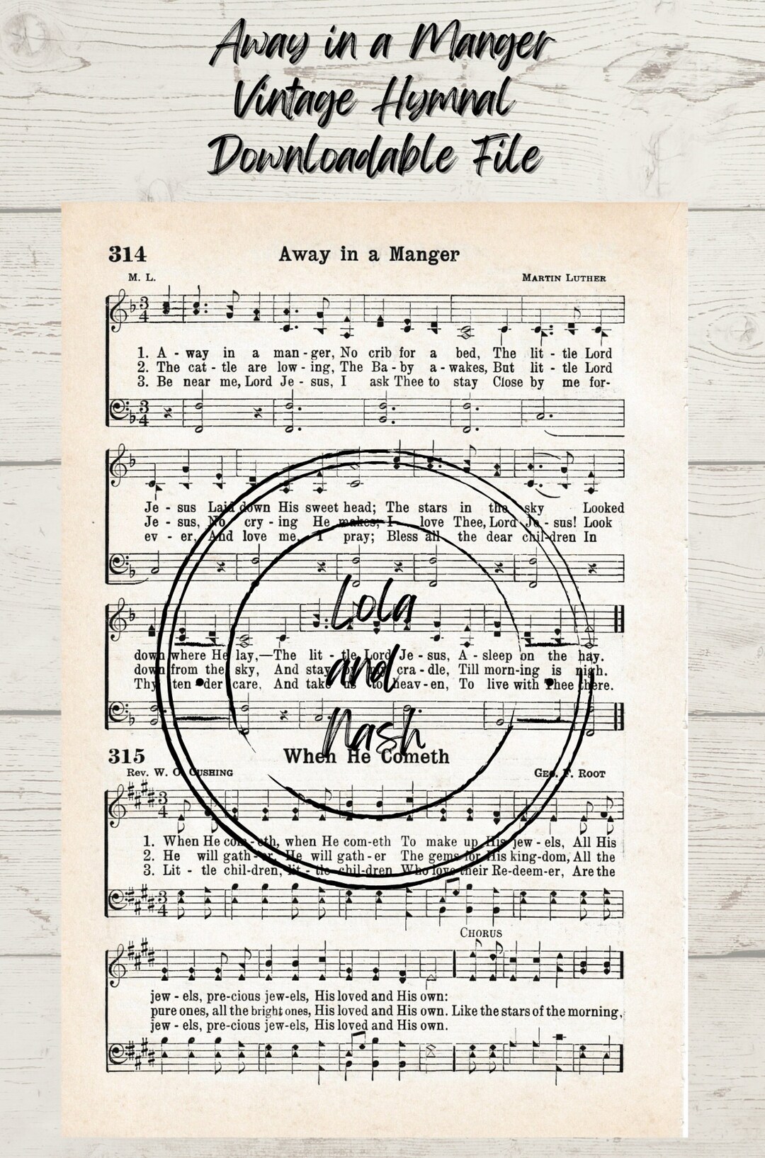 Away in a Manger Printable Vintage Christmas Hymn Carol Sheet Music - Etsy