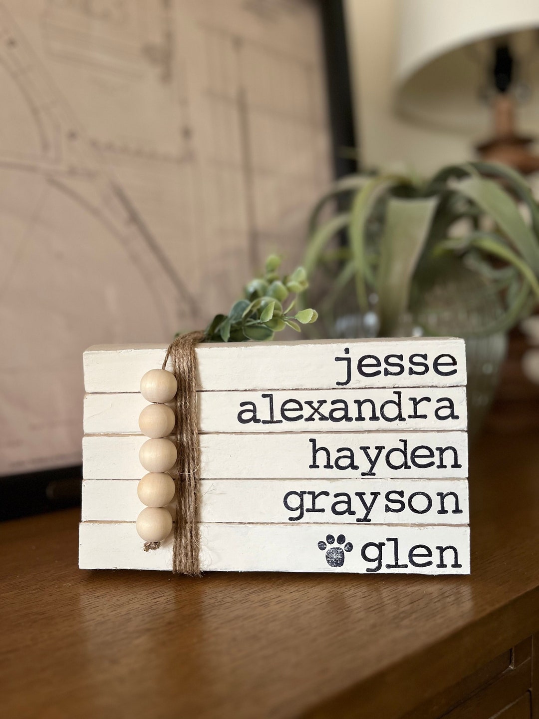 Personalized Stamped Book Stack, Custom Family Name Decor - Etsy