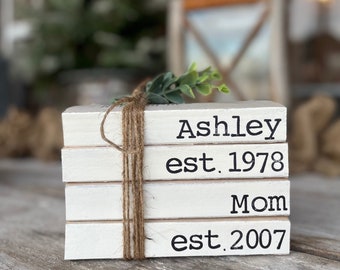 Books with names, stamped books, decorative books, shelf decor, decorative book set, personalized books, wedding gift, customized book