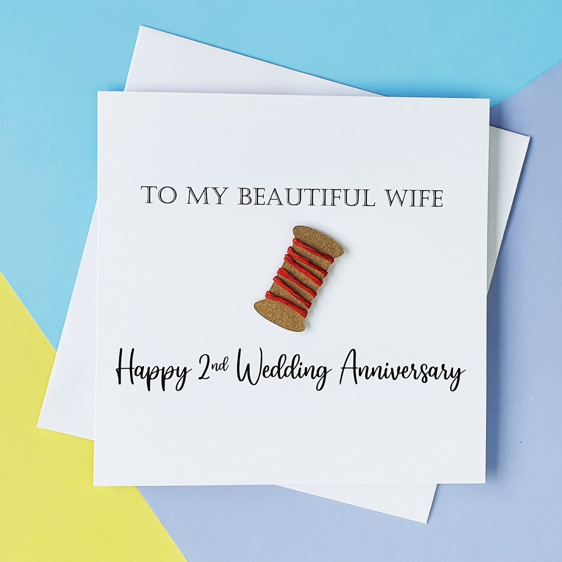 2nd Anniversary Card Cotton Wedding Anniversary Card Etsy UK