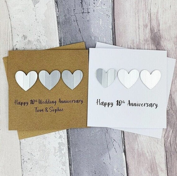 10th Anniversary Card Tin Wedding Anniversary Card Etsy
