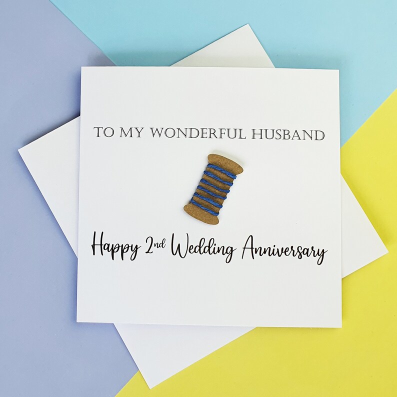 2nd Anniversary Card Cotton Wedding Anniversary Card Etsy UK