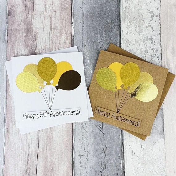 50th anniversary card Gold wedding anniversary card Handmade | Etsy