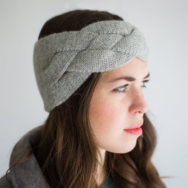 100% Alpaca Knit Head Warmer - Winter Luxury Handmade Headband - Light Grey, Blush Pink, Black