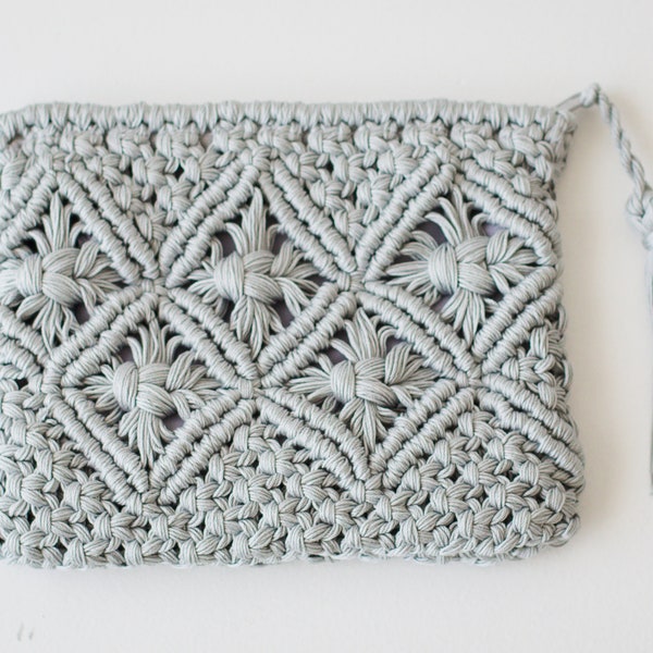 Elegant Crochet Clutch,  Crochet Summer Bag, Pima Cotton Clutch Handbag, Luxury Hand Knitted Handbag Purse, Woven clutch - Gift for Her