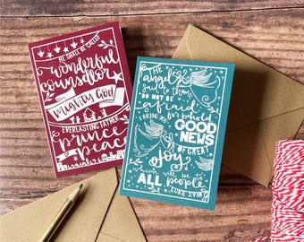 Folk Art Christmas Story Mini Christmas Card Pack - 6 or 12 Cards
