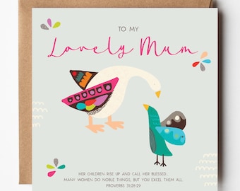 Christian Mother's Day Card – Goose and Gosling Illustration