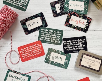 Christmas Story Scripture Cards – Hand Lettered Advent in a Tin