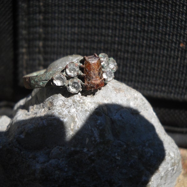 Medieval ring with stone.Elegant patina.16th-17th century.