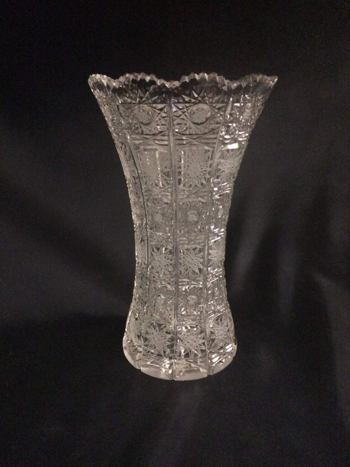 Czech bohemia crystal cut glass Vase 35cm Etsy