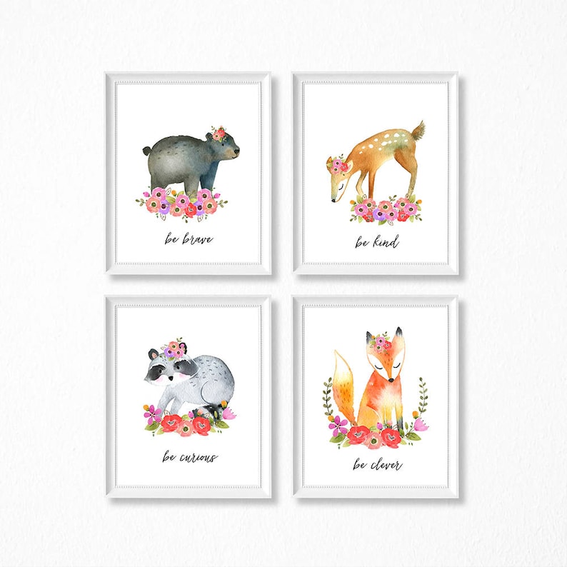 PRINTABLE Floral Woodland Animal Female Nursery Artwork, Lady Woodland Nursery Prints, Printable Watercolor Nursery, Woodland Female, Be Variety Courageous image relating to Printable Woodland Animals called PRINTABLE Floral Woodland Animal Female Nursery Artwork, Female Woodland Nursery Prints, Printable Watercolor Nursery, Woodland Woman, Be Sort Courageous