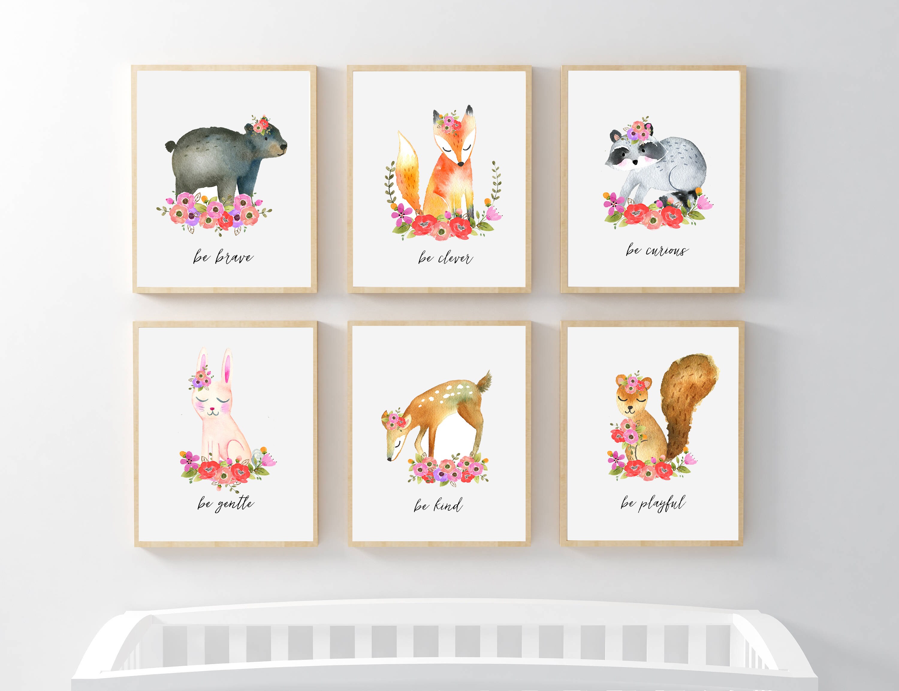 PRINTABLE Woodland Animal Nursery Artwork, Woman Floral Nursery Prints, Floral Woodland Pets Be Form Courageous Intelligent Curious Good Smooth Playful picture relating to Printable Woodland Animals referred to as PRINTABLE Woodland Animal Nursery Artwork, Female Floral Nursery Prints, Floral Woodland Pets Be Type Courageous Smart Curious Intelligent Smooth Playful