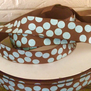 7/8” Light Blue Glitter Dots on Turftan Grosgrain Ribbon