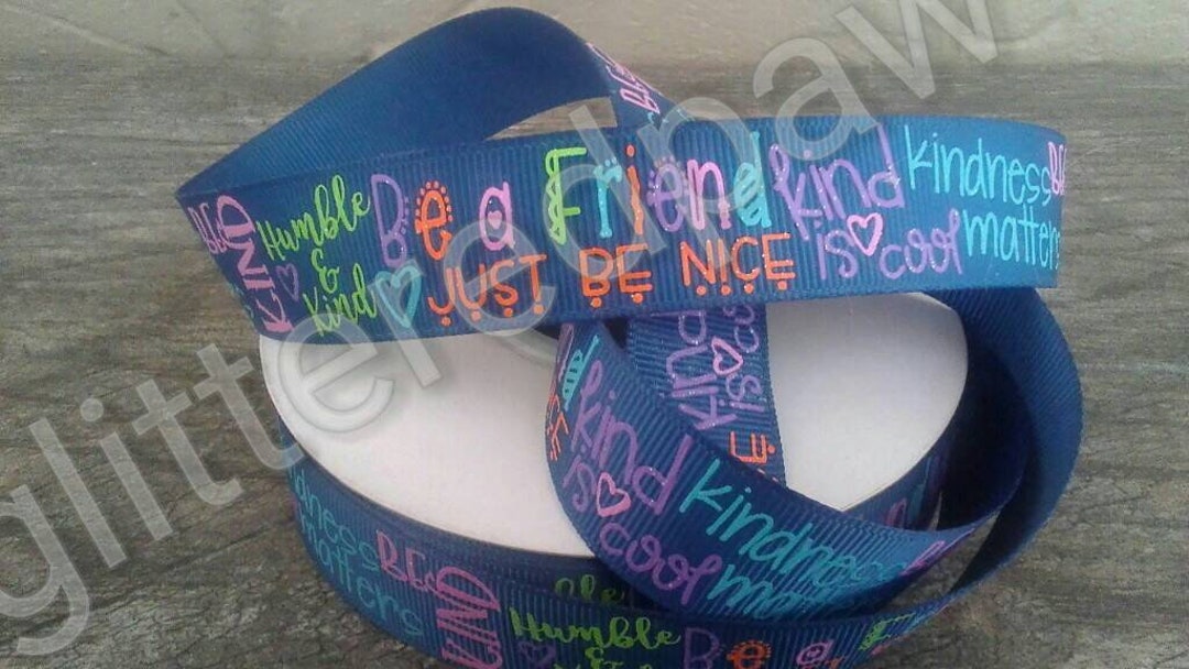 7/8 Be a Friend on Navy Grosgrain Ribbon - Etsy