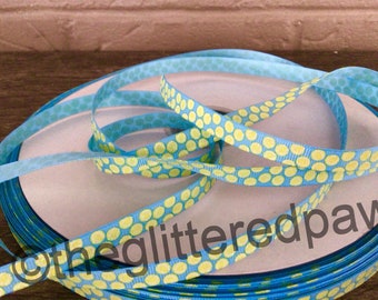 3/8” Tennis Balls on Light Blue Grosgrain Ribbon