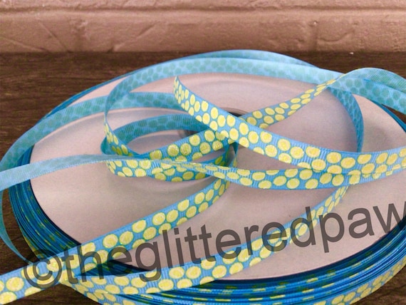3/8” Tennis Balls on Light Blue Grosgrain Ribbon