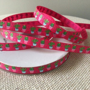 3/8 ”Mini Kaktus auf Pink Ripsband
