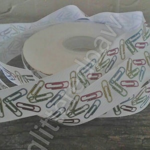 Cinta de grosgrain con clip de papel de 7/8"