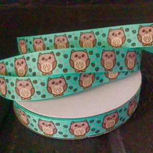5/8” Owls on Tropic Grosgrain Ribbon