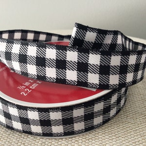 7/8” Black and White Buffalo Plaid Wired Ribbon Roll