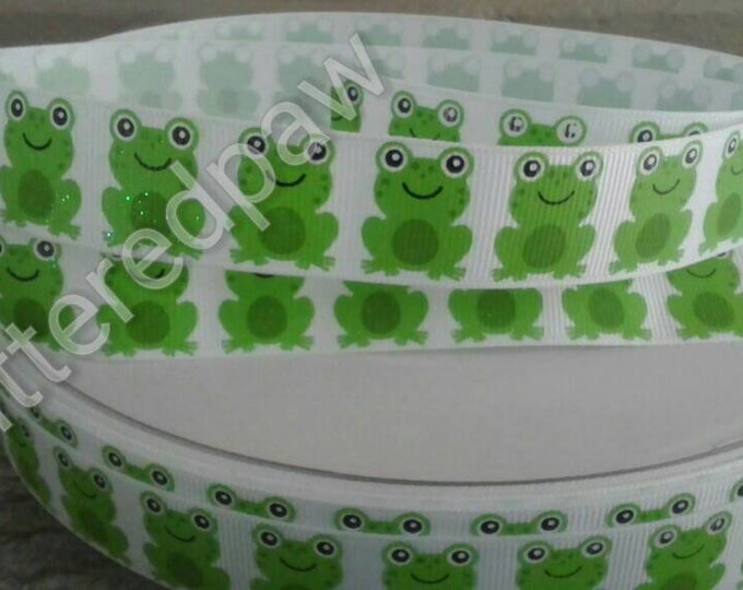 7/8 Frogs on White Grosgrain Ribbon - Etsy