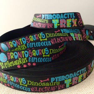 7/8” Dinosaur Names on Black Grosgrain Ribbon