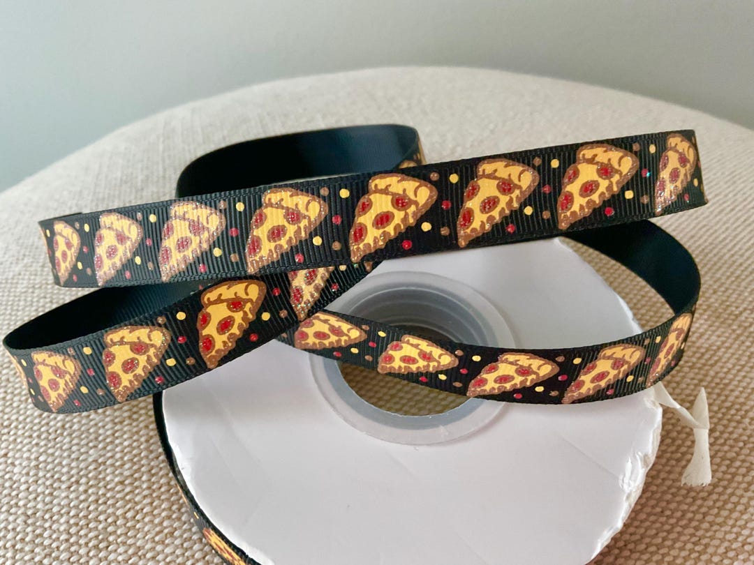 5/8” Pizza on Black Grosgrain Ribbon by the Yard - Etsy