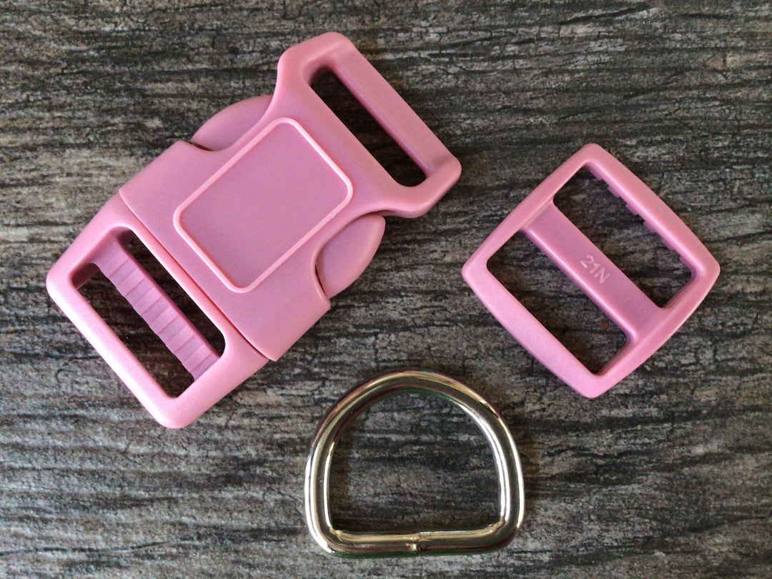 1 Pink Dog Collar Hardware 1 Buckle, Tri Glide Slide and Metal D Ring Etsy
