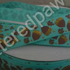 7/8&quot; Acorns on Tropic Grosgrain Ribbon