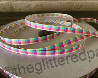 3/8” Summer Plaid Grosgrain Ribbon