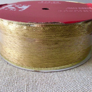 2 1/2” Gold Lame Wired Ribbon Roll