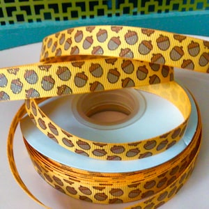 5/8” Acorns on Copper Orange Grosgrain Ribbon