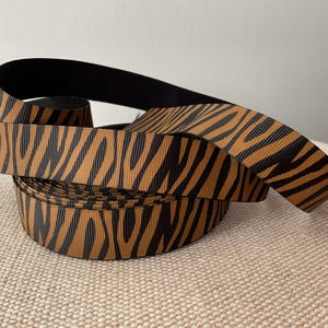 7/8” Brown Zebra Print on Black Grosgrain Ribbon