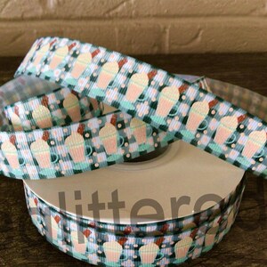 7/8” Eggnog on Green Plaid Grosgrain Ribbon
