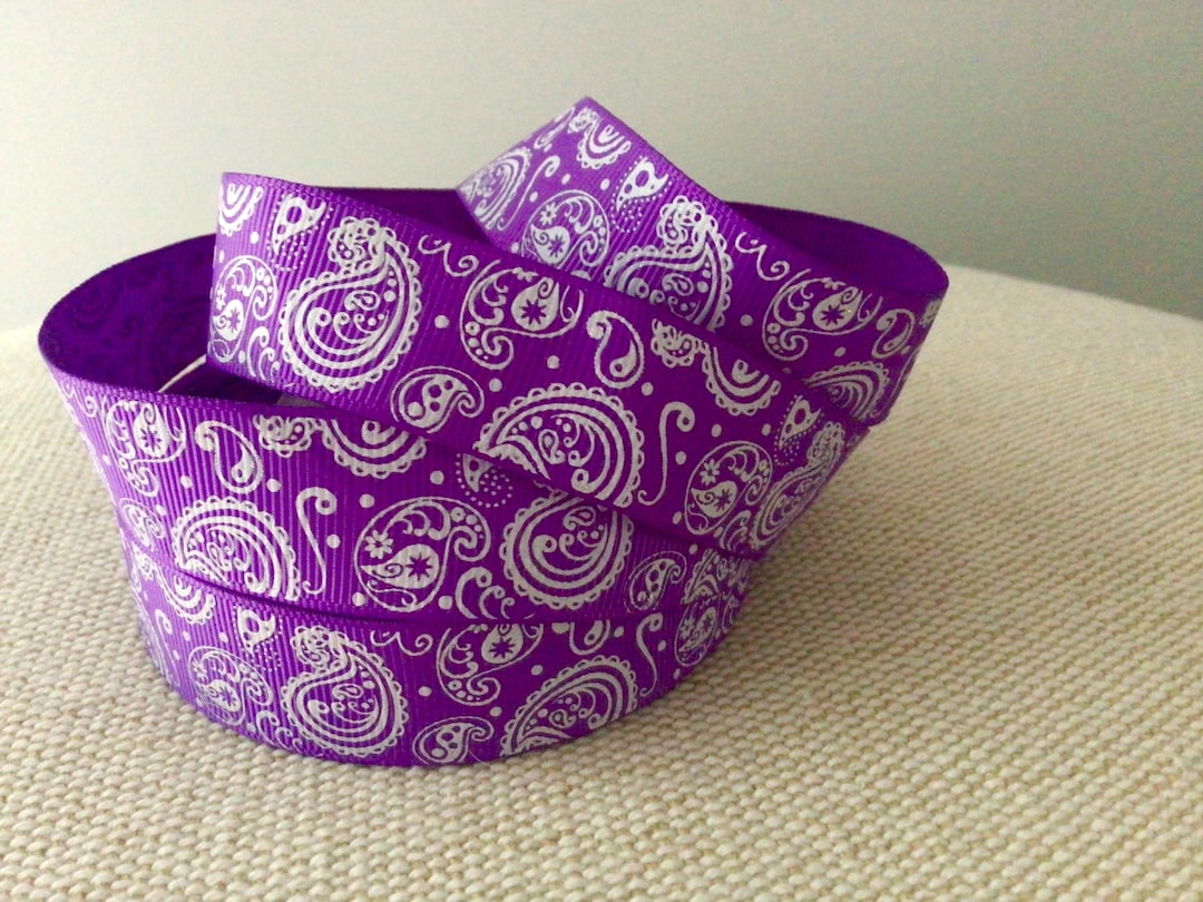 7/8” Bandana Print on Purple Grosgrain Ribbon - Etsy